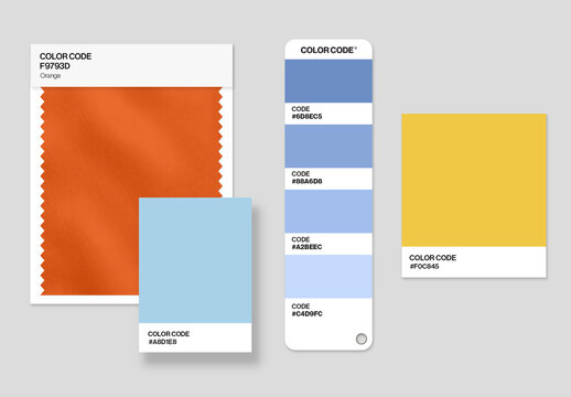 Color Palette Mockup Template For Brand Guidelines, Swatch Cards, Pantone Color Scheme Presentation