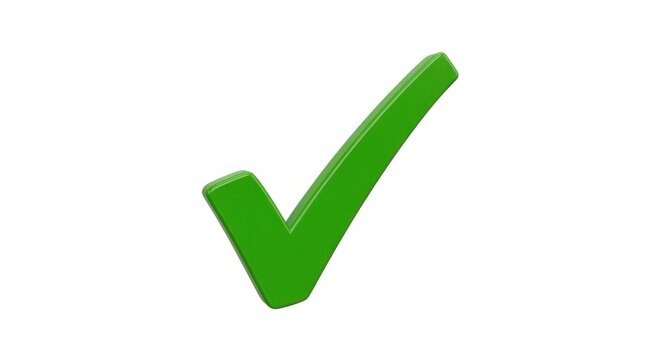 A large green checkmark on a white background