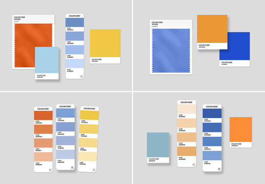 Color Palette Mockup Template Set For Brand Guidelines, Swatch Cards, Pantone Color Scheme Presentation