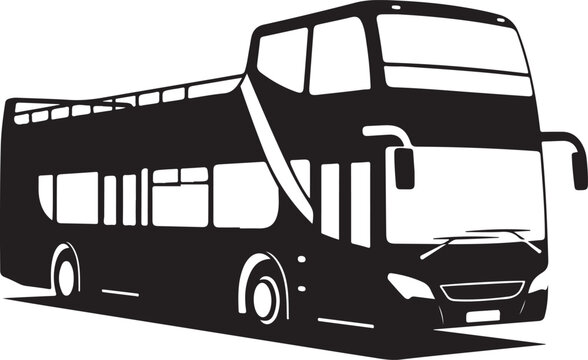 Double decker bus, black silhouette, vector illustration, transportation icon