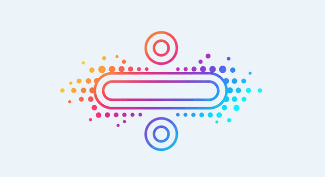 Vibrant gradient division symbol with colorful scattered dots representing digital mathematics and