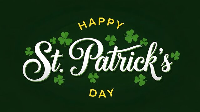 St patrick's day greeting with shamrocks and green background