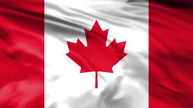 canada national flag waving animation, canadian flag waving in wind with alpha channel overlay.