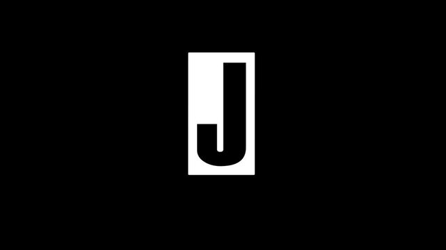 Collage Letter J Animation. Colorful uppercase with Luma Matte.
