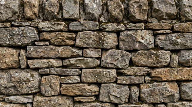 Dry stone wall texture with rough natural rock
