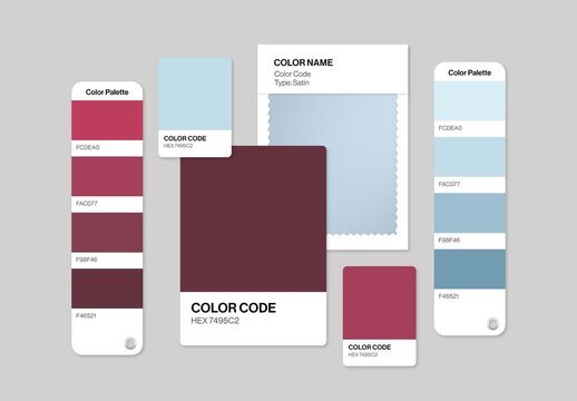 Color Palette Mockup Template For Brand Style Guide Presentation & Pantone Color Swatch Moodboards