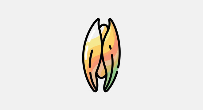 Stylized bivalve illustration with vibrant gradient colors minimalist cartoon marine life artwork