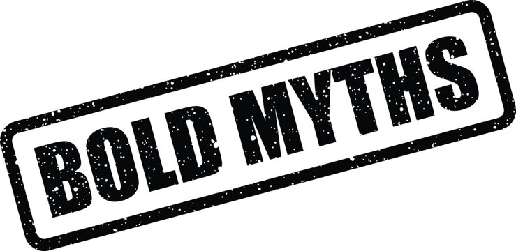 Distressed rectangular stamp featuring the text Bold Myths for presenting facts or informational content