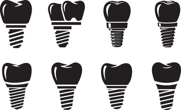 Dental implant icon representing dentistry, oral health, and care. Dental implant icon vector illustration.