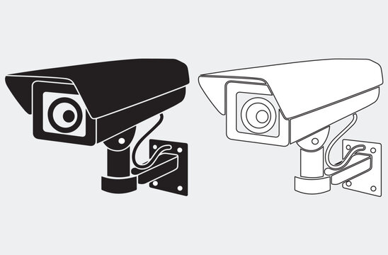 A CCTV camera silhouette symbol is a minimalist, monochrome graphic representation of a surveillance camera, designed for immediate recognition and clear communication of security presence.