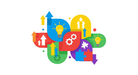 Fototapeta premium Colorful business icons and symbols.