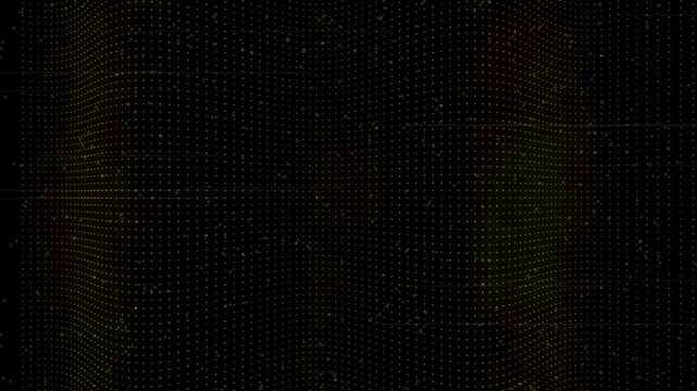 Professional 4K motion graphics visual of floating wave curtain with shimmering gold particles. This mystic abstract background is perfect for gala nights, product presentations, award shows