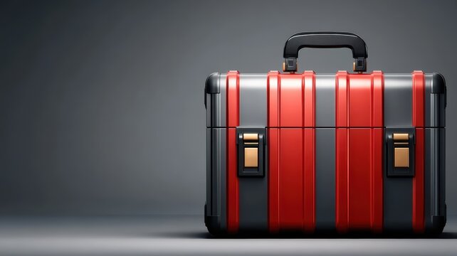 Red suitcase with black handles a vibrant red suitcase featuring sturdy black handles perfect for travel