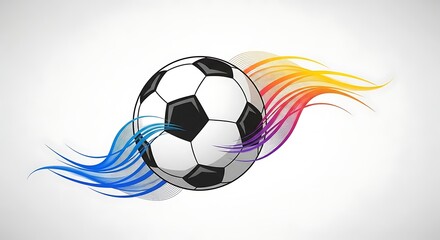 Fototapeta premium Energetic abstract soccer ball design with flowing blue and orange colorful wave elements in motion