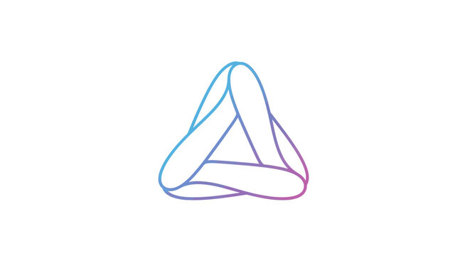 Abstract gradient Penrose triangle illustration on white background representing infinity and