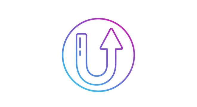 A modern gradient U-shaped arrow icon symbolizing upload, undo, or return functionality on white