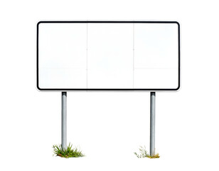 Obraz premium White, empty, rectangular billboard with three panels on poles