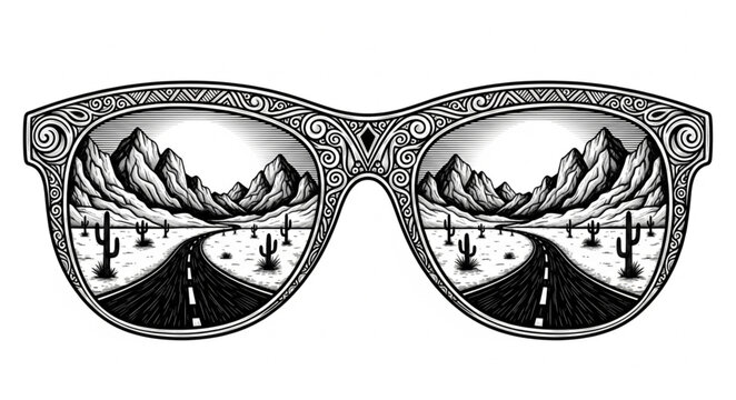 Luxury Travel Shades Monochrome Illustration 