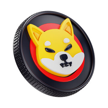Shiba Inu SHIB Cryptocurrency Coin 3D Render Illustration