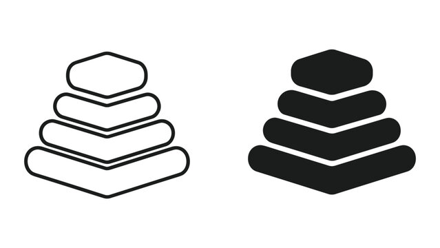 Black and white icons of stacked stones or rocks in different styles