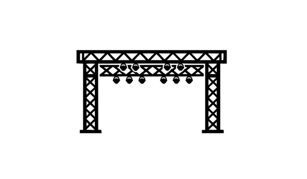 Concert stage truss icon with lighting rig flat vector symbol isolated on white background