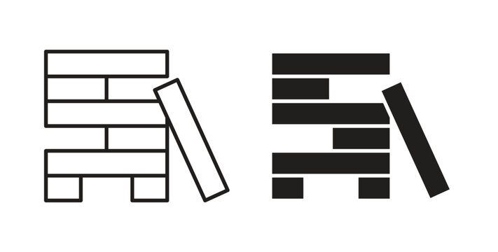 Jenga icon line style collection. Simple black solid icons