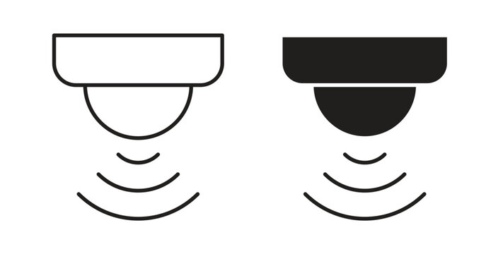 Motion sensor icon line style collection. Simple black solid icons