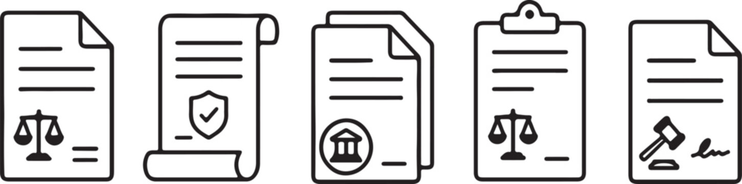 Legal Document Multiple Style Icon Design Vector - paper with a stamp symbolizing certification, approval, and official documentation
