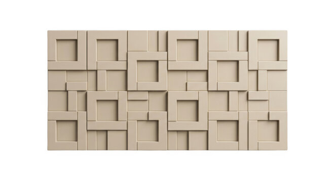Beige geometric 3D wall panel with square pattern