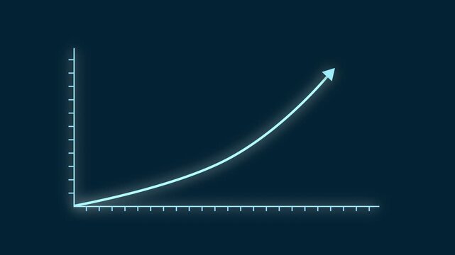 Neon blue ascending line graph on a dark background. Suitable for financial presentations, data analysis reports, and technologyrelated projects needing a modern and futuristic vibe with a vibrant vis