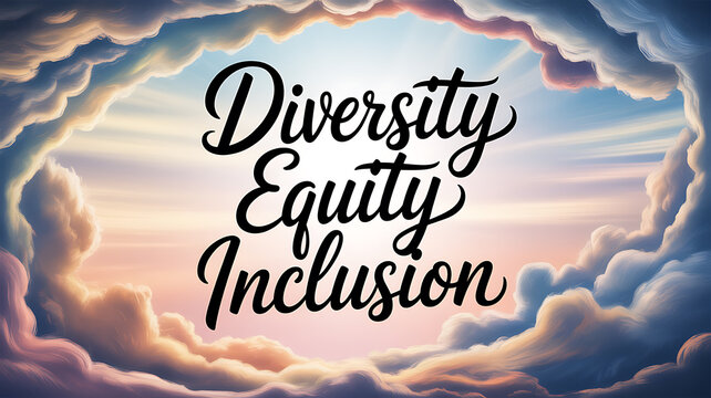 Sky with text diversity equity inclusion emphasizing modern lifestyle and connectivity