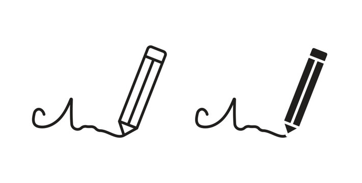 Signature icon design line and solid vector pack on white background
