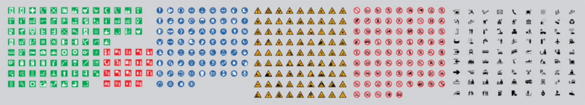 Set of safety sign standar ISO 7010, vector design