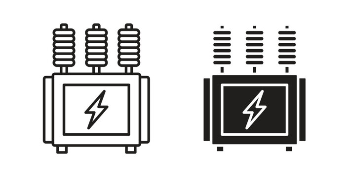 Transformer icon design line and solid vector pack on white background