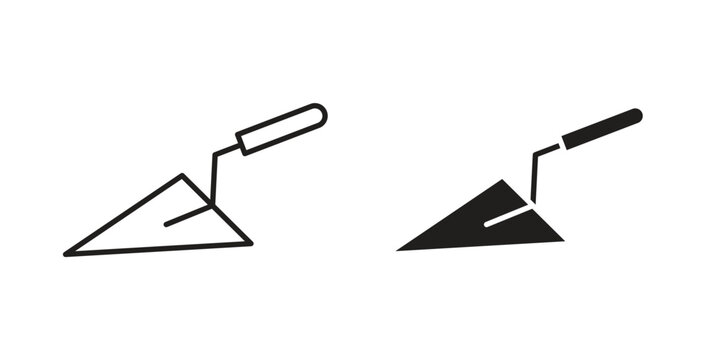 Trowel icon design line and solid vector pack on white background