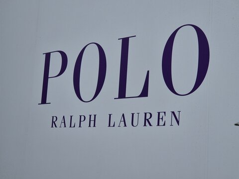 London UK 06.07.2025 Polo Ralph Lauren store sign on white facade with minimalist branding and luxury fashion identity in central london retail district