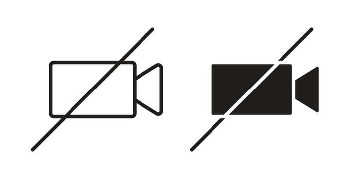 Video off icon design line and solid vector pack on white background