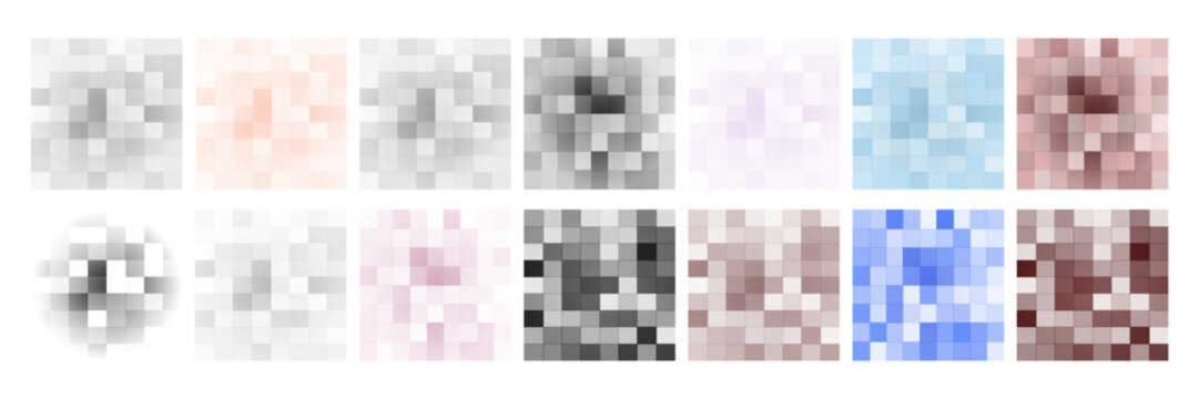 Censored pixel bar. Set of blured grey censorship background. Vector illustration for photo, app or tv
