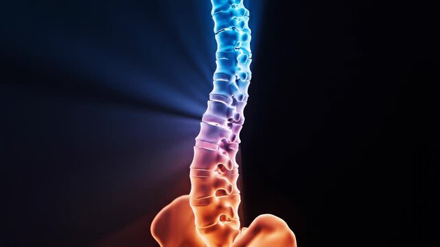 Glowing Human Spine Anatomy Medical Illustration.