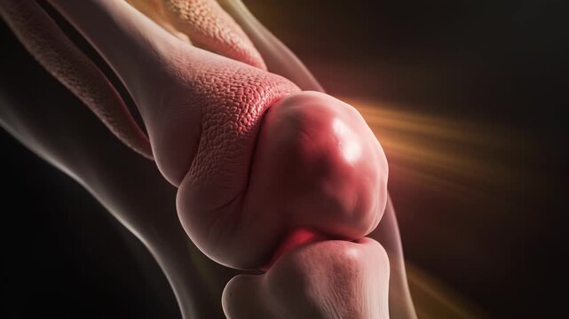 Detailed 3D Animation of a Painful and Inflamed Human Knee Joint.