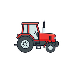 Obraz premium Red Tractor Vehicle Farm Equipment.