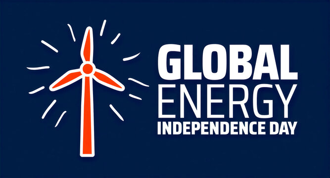 Creative modern graphic design for global energy independence day with wind turbine illustration