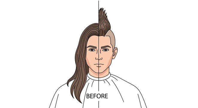 Man's Hair Transformation Before and After Haircut