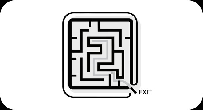 Black and white square maze puzzle.