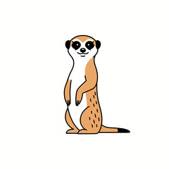 Obraz premium Cute Meerkat Standing Upright Cartoon Vector Illustration