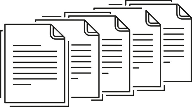 Paper document vector illustration, multiple pages artwork, file icon design element, paperwork motif concept, written information graphic representation