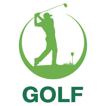 Green golf silhouette icon with club