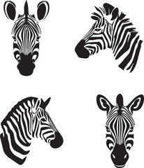 Obraz premium Black Zebra head icon silhouette vector