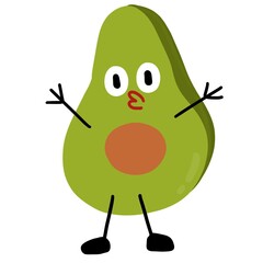 Cute cartoon avocado character waving hands isolated on white © Nipaporn chaiphet