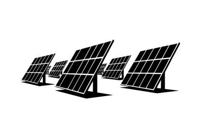 Solar energy icon vector panels with sunrise symbol renewable power illustration © Md